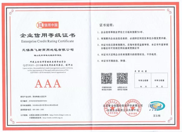 企业信用等级证书
