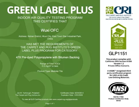 美国CRI Green Label Plus证书