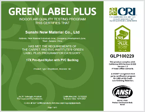美国CRI Green Label Plus证书